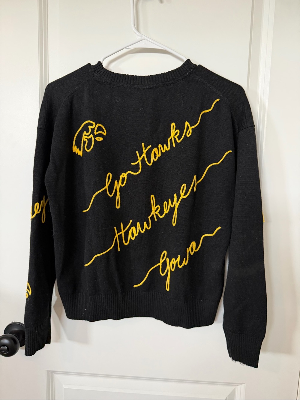 Black & Gold Hawkeyes Script Sweater